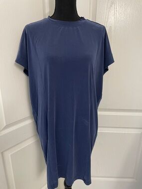 Madewell dress oversized cocoon boxy dusty blue silk like light jersey XS